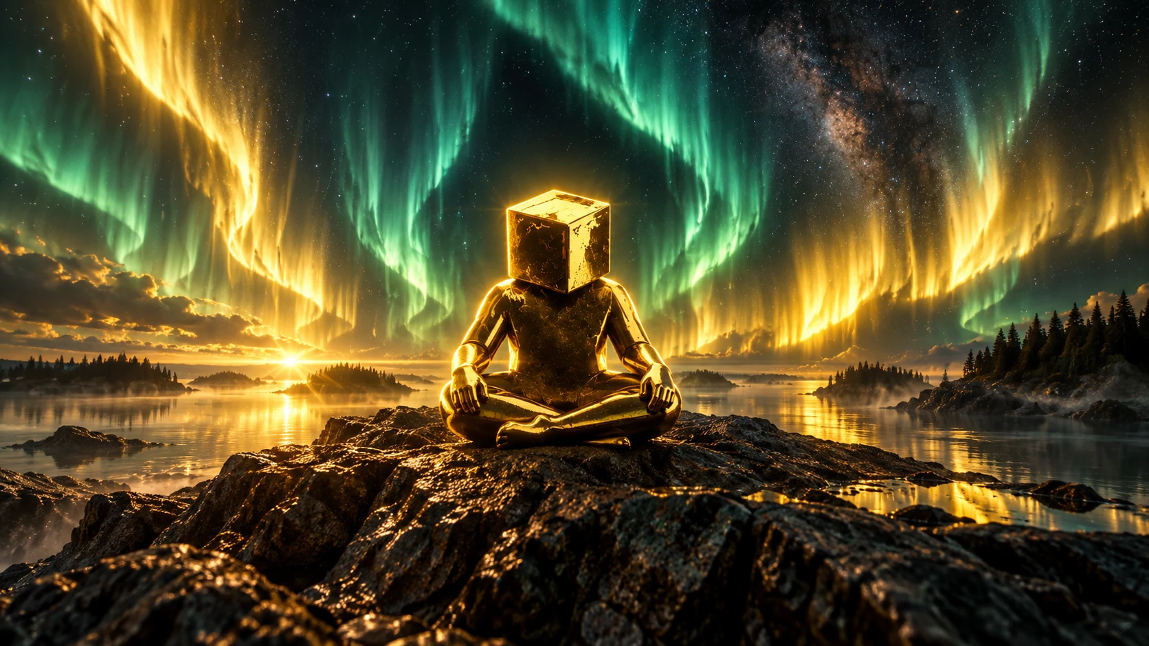 Cubeman: origin, a cinematic vision in gold and teal